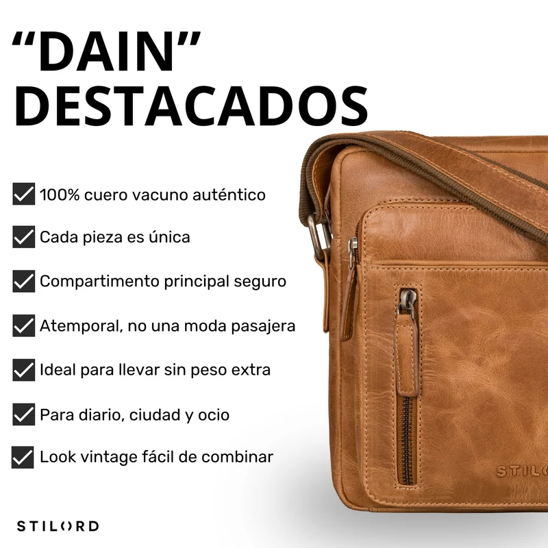 "Dain" Schultertasche Herren Leder Klein Umhängetasche