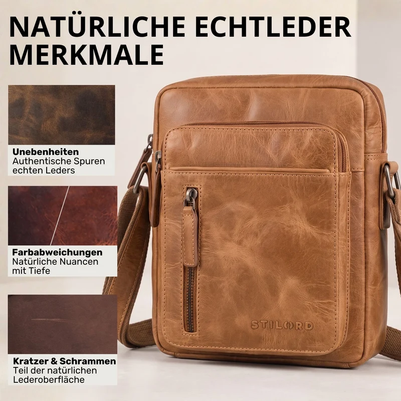 "Dain" Schultertasche Herren Leder Klein Umhängetasche