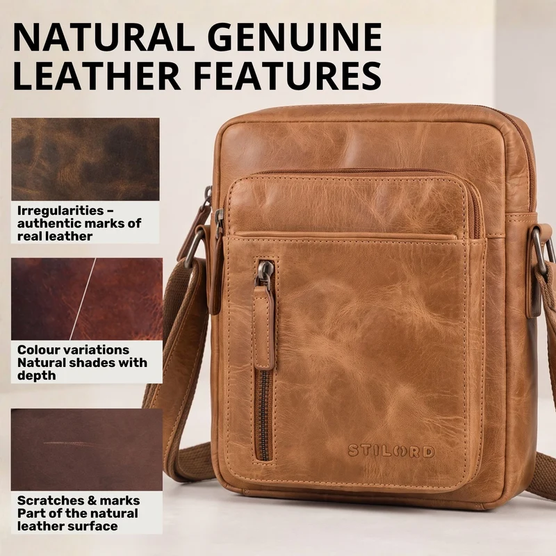 "Dain" Schultertasche Herren Leder Klein Umhängetasche