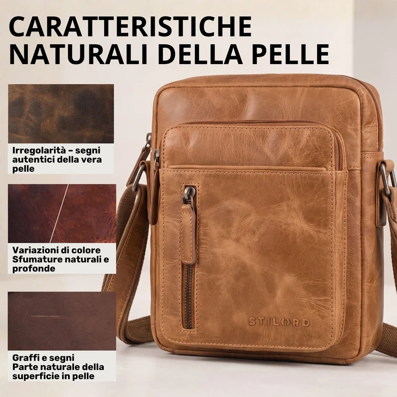 "Dain" Schultertasche Herren Leder Klein Umhängetasche