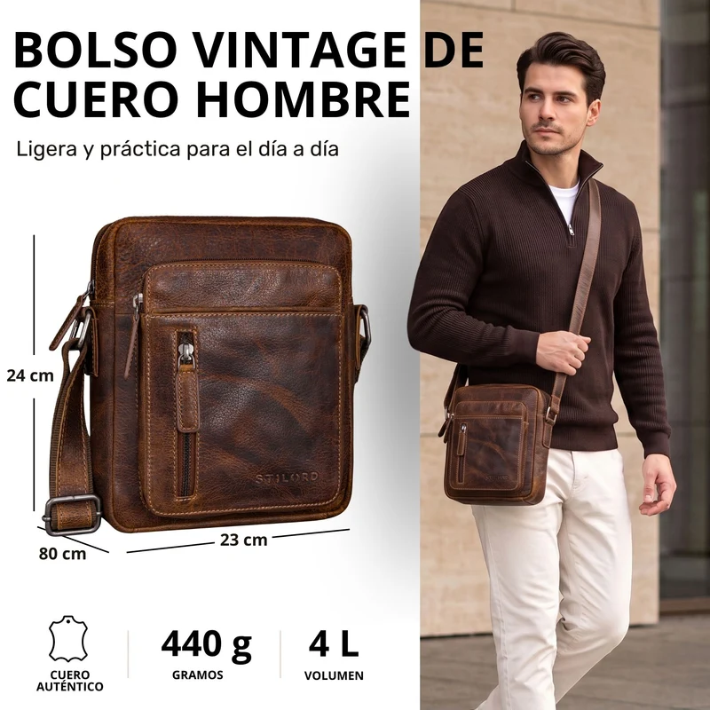 "Dain" Schultertasche Herren Leder Klein Umhängetasche