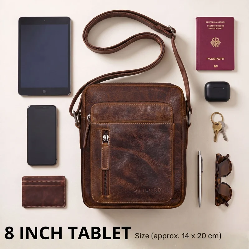"Dain" Schultertasche Herren Leder Klein Umhängetasche