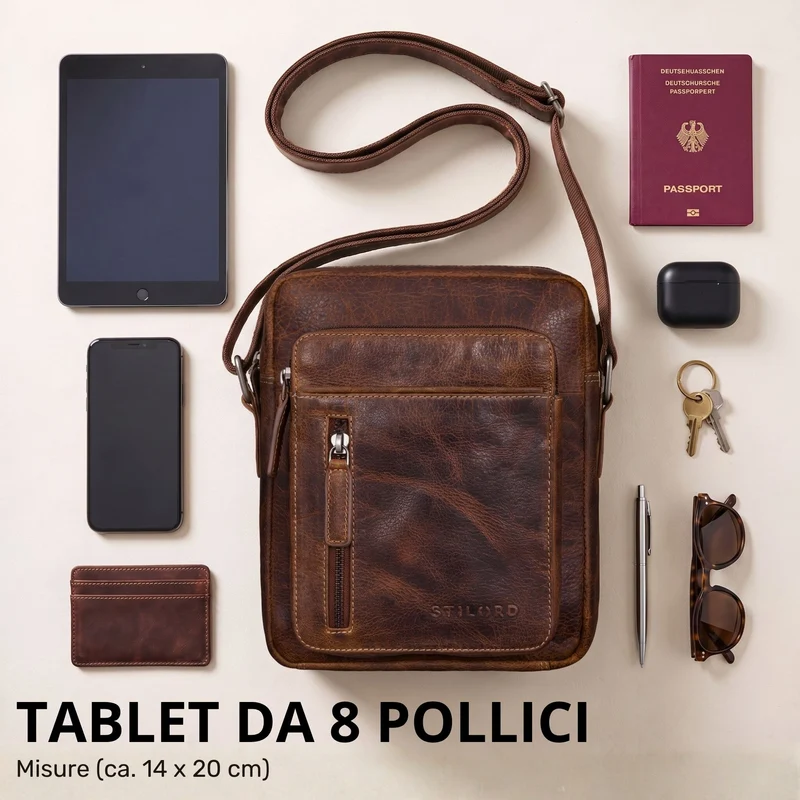 "Dain" Schultertasche Herren Leder Klein Umhängetasche
