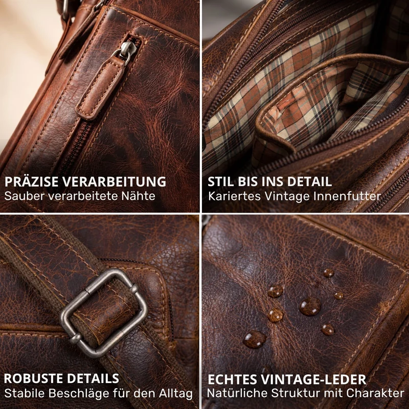 "Dain" Schultertasche Herren Leder Klein Umhängetasche