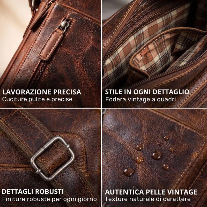 "Dain" Schultertasche Herren Leder Klein Umhängetasche