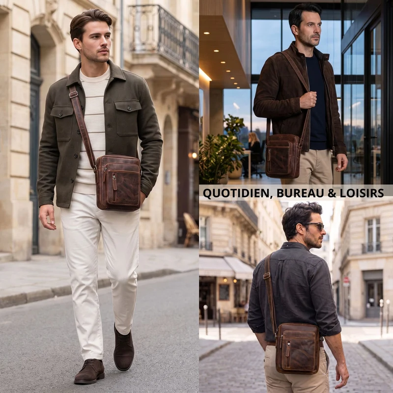 "Dain" Schultertasche Herren Leder Klein Umhängetasche