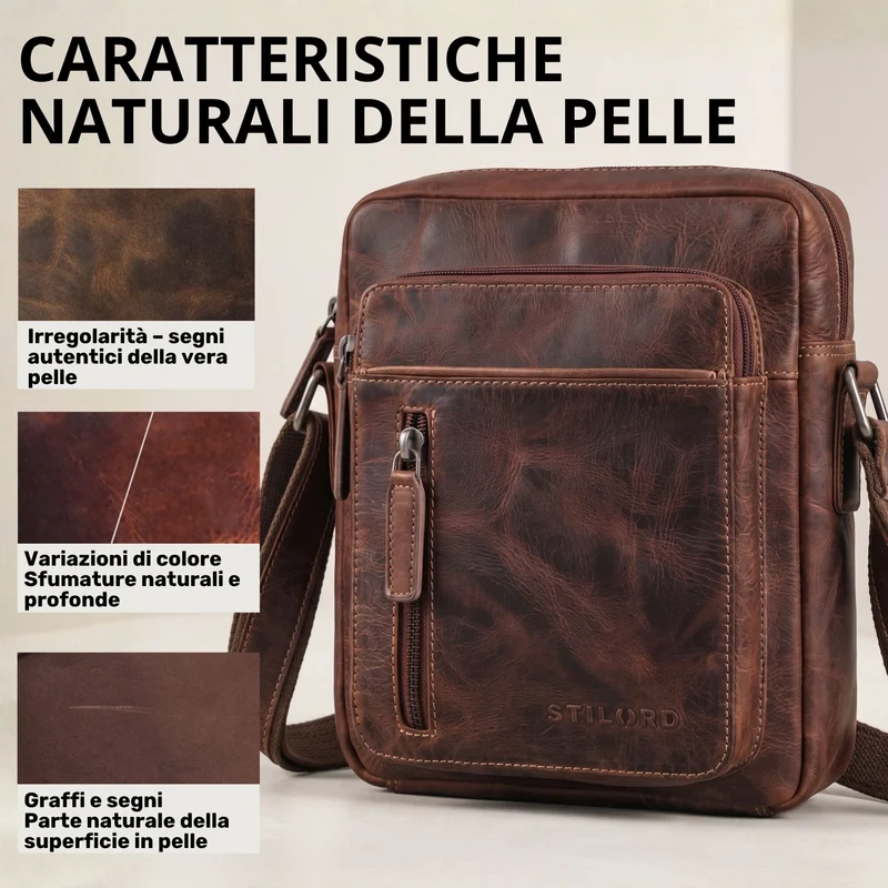 "Dain" Schultertasche Herren Leder Klein Umhängetasche