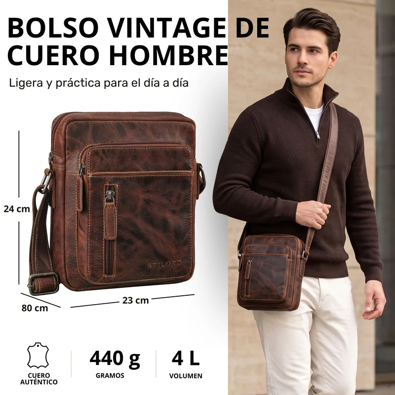 "Dain" Schultertasche Herren Leder Klein Umhängetasche