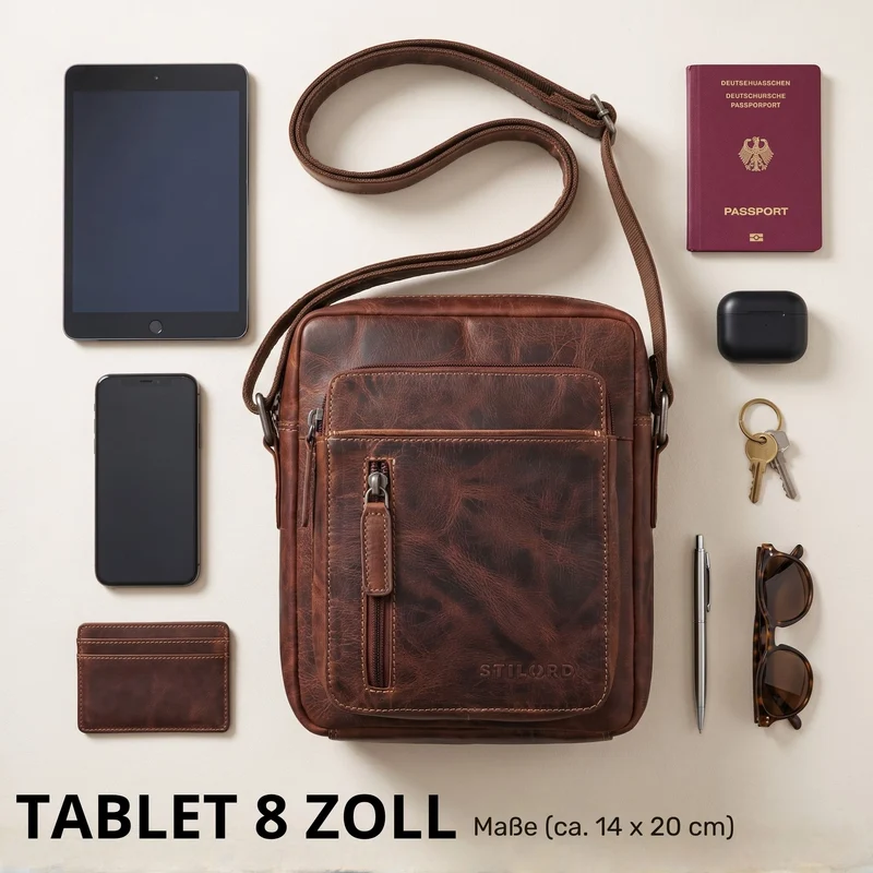 "Dain" Schultertasche Herren Leder Klein Umhängetasche