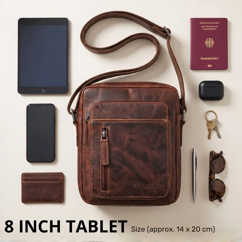 "Dain" Schultertasche Herren Leder Klein Umhängetasche