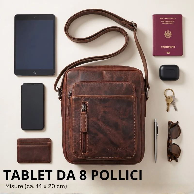 "Dain" Schultertasche Herren Leder Klein Umhängetasche