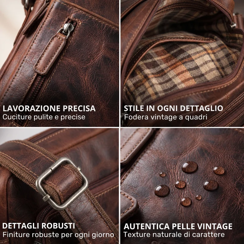 "Dain" Schultertasche Herren Leder Klein Umhängetasche