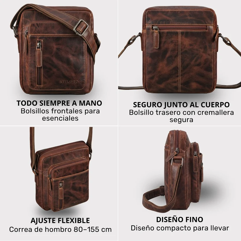"Dain" Schultertasche Herren Leder Klein Umhängetasche