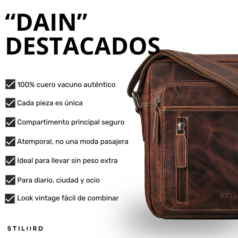 "Dain" Schultertasche Herren Leder Klein Umhängetasche