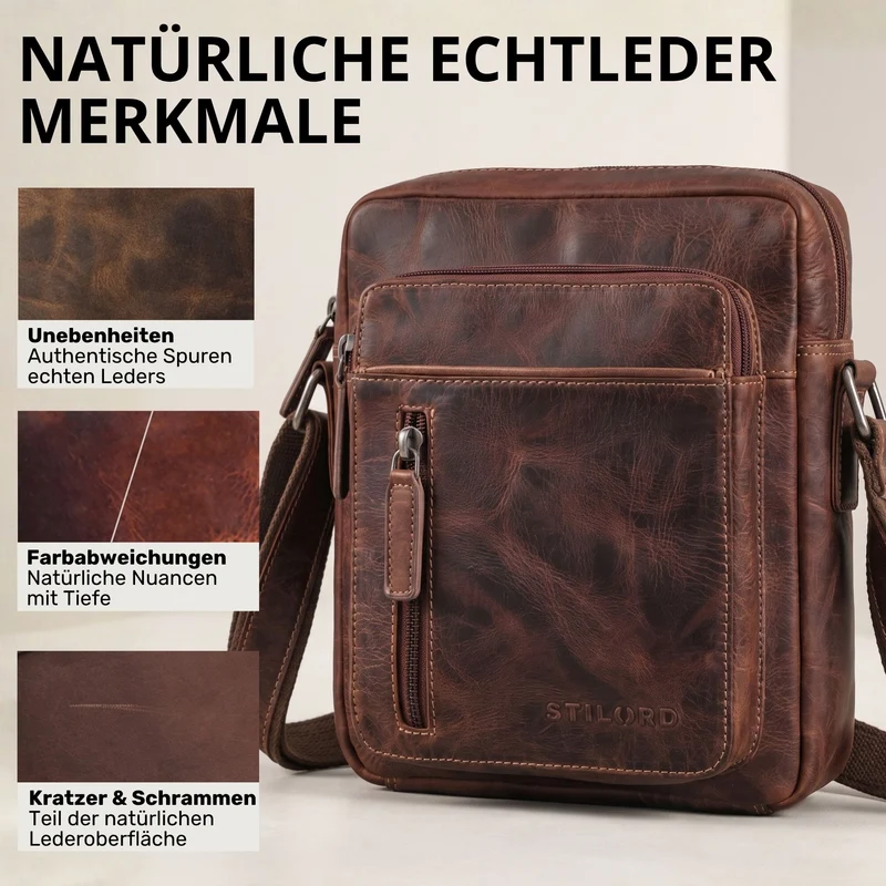 "Dain" Schultertasche Herren Leder Klein Umhängetasche