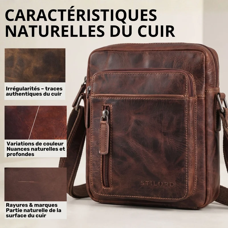 "Dain" Schultertasche Herren Leder Klein Umhängetasche