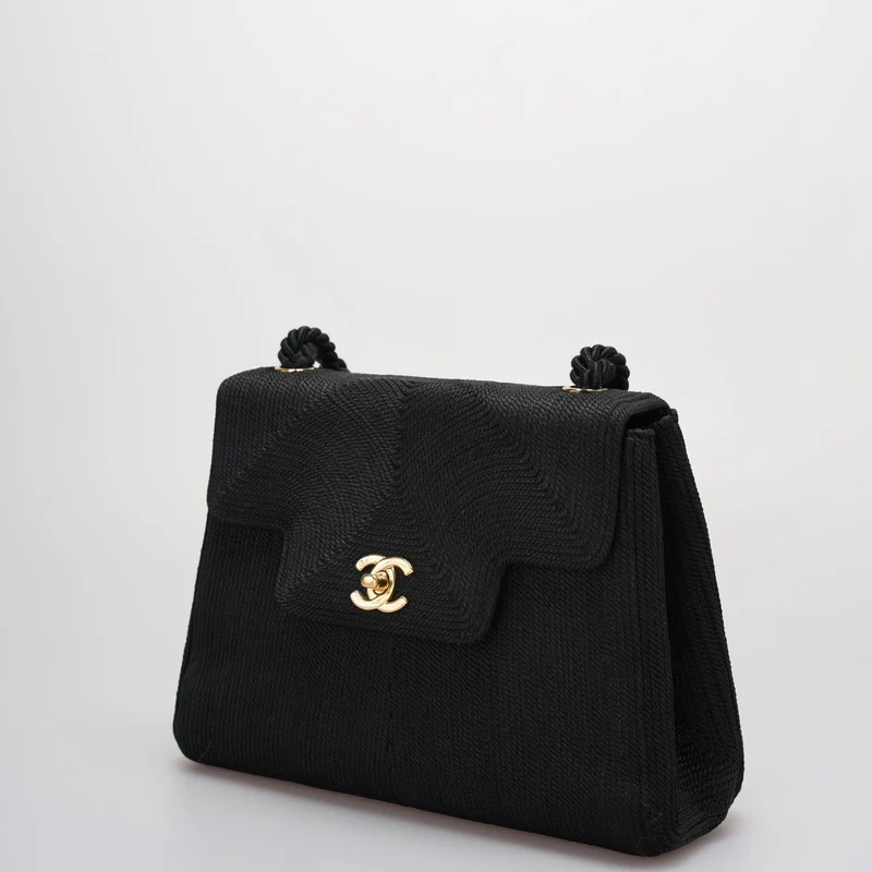 Chanel Vintage Seidenseil Mini Kelly Flap Bag 24K Gold Hardware 1997 gewebt