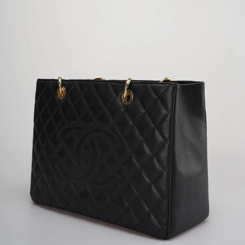 Chanel GST Schwarze Tasche aus Cavier-Leder mit goldenen Beschlägen von 2014, Teil 1