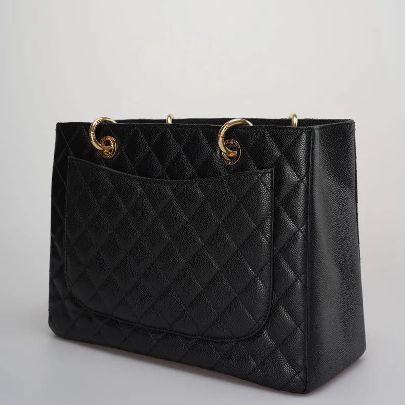 Chanel GST Schwarze Tasche aus Cavier-Leder mit goldenen Beschlägen von 2014, Teil 1