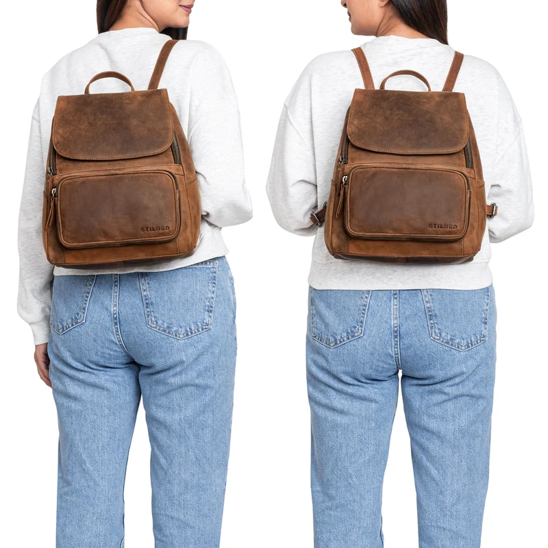 STILORD “Ellie“ Eleganter City-Rucksack für Damen aus Echt-Leder klein