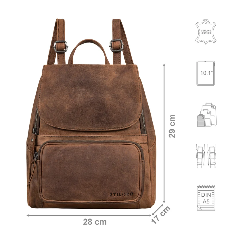 STILORD “Ellie“ Eleganter City-Rucksack für Damen aus Echt-Leder klein