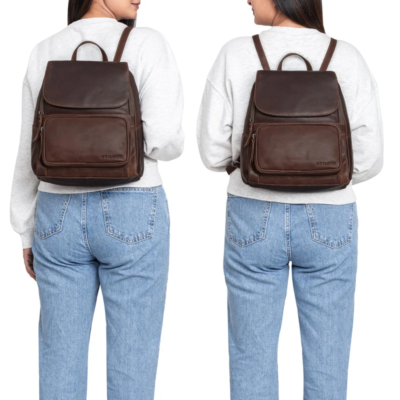 STILORD “Ellie“ Eleganter City-Rucksack für Damen aus Echt-Leder klein