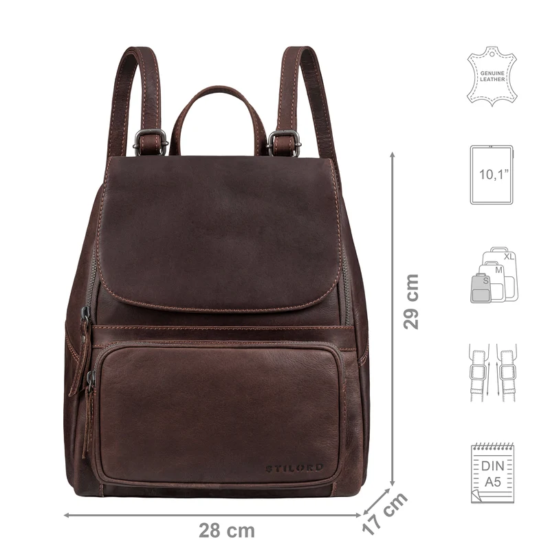 STILORD “Ellie“ Eleganter City-Rucksack für Damen aus Echt-Leder klein