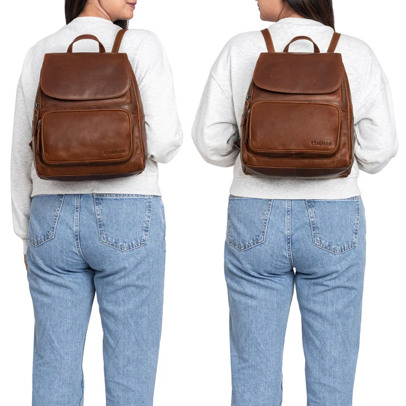 STILORD “Ellie“ Eleganter City-Rucksack für Damen aus Echt-Leder klein