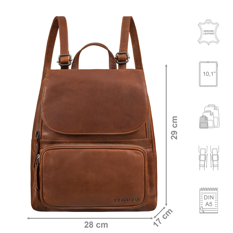 STILORD “Ellie“ Eleganter City-Rucksack für Damen aus Echt-Leder klein