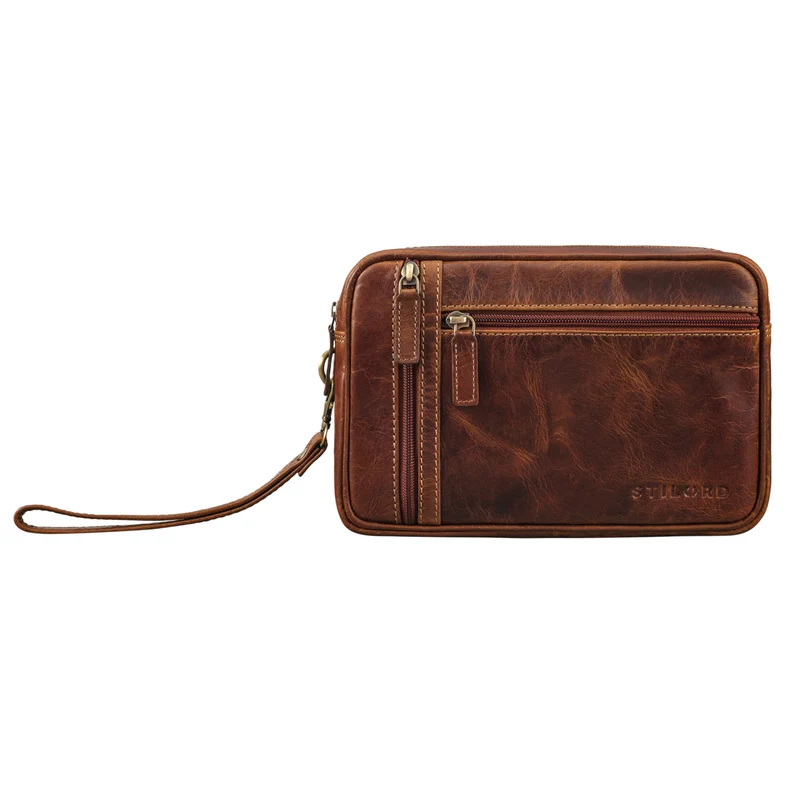 "Sunny" Clutch Handgelenktasche Herren Leder mit Doppelkammer