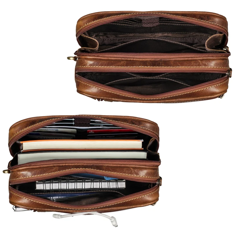 "Sunny" Clutch Handgelenktasche Herren Leder mit Doppelkammer