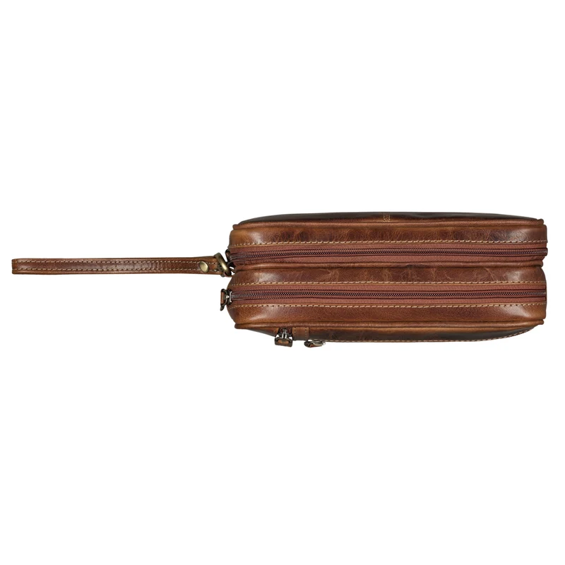 "Sunny" Clutch Handgelenktasche Herren Leder mit Doppelkammer