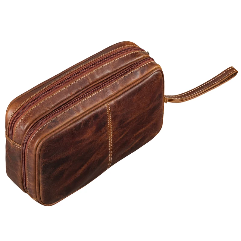 "Sunny" Clutch Handgelenktasche Herren Leder mit Doppelkammer