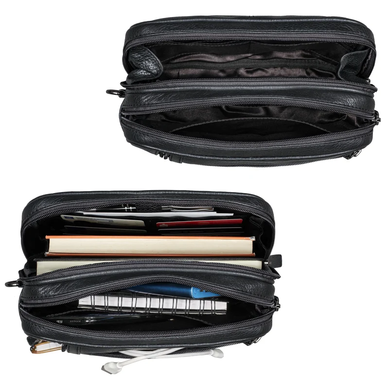 "Sunny" Clutch Handgelenktasche Herren Leder mit Doppelkammer