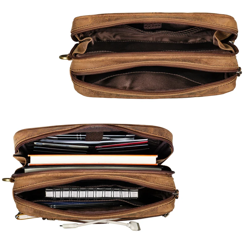 "Sunny" Clutch Handgelenktasche Herren Leder mit Doppelkammer