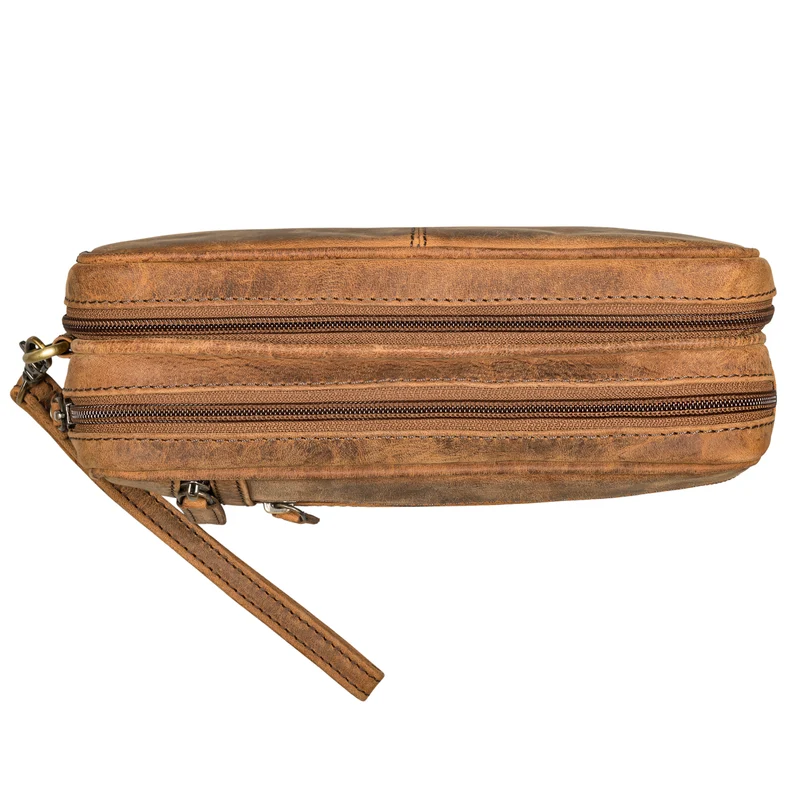 "Sunny" Clutch Handgelenktasche Herren Leder mit Doppelkammer