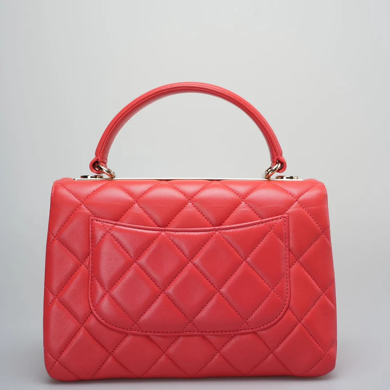 Chanel Rote kleine trendige CC-Tasche aus Lammleder mit champagnergoldener Hardware