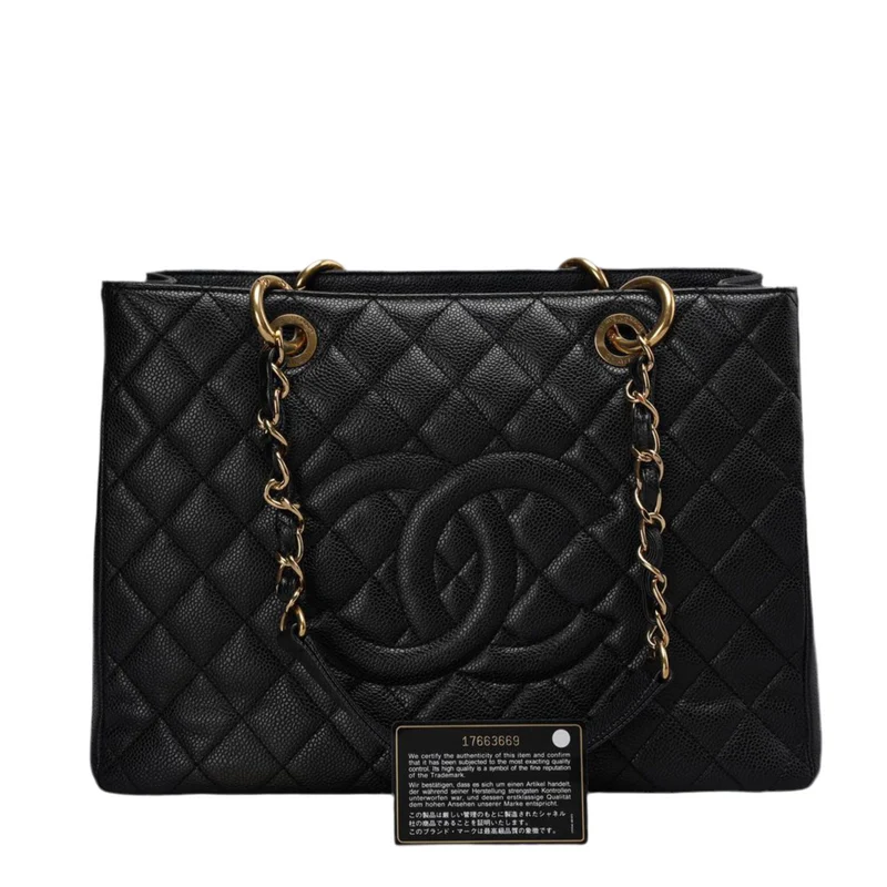 Chanel Medium Grand Shopping Tote Schwarze GST Tasche aus Kaviarleder mit goldenen Beschlägen von 2013