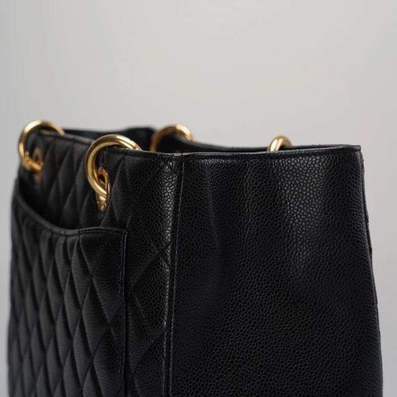 Chanel Medium Grand Shopping Tote Schwarze GST Tasche aus Kaviarleder mit goldenen Beschlägen von 2013