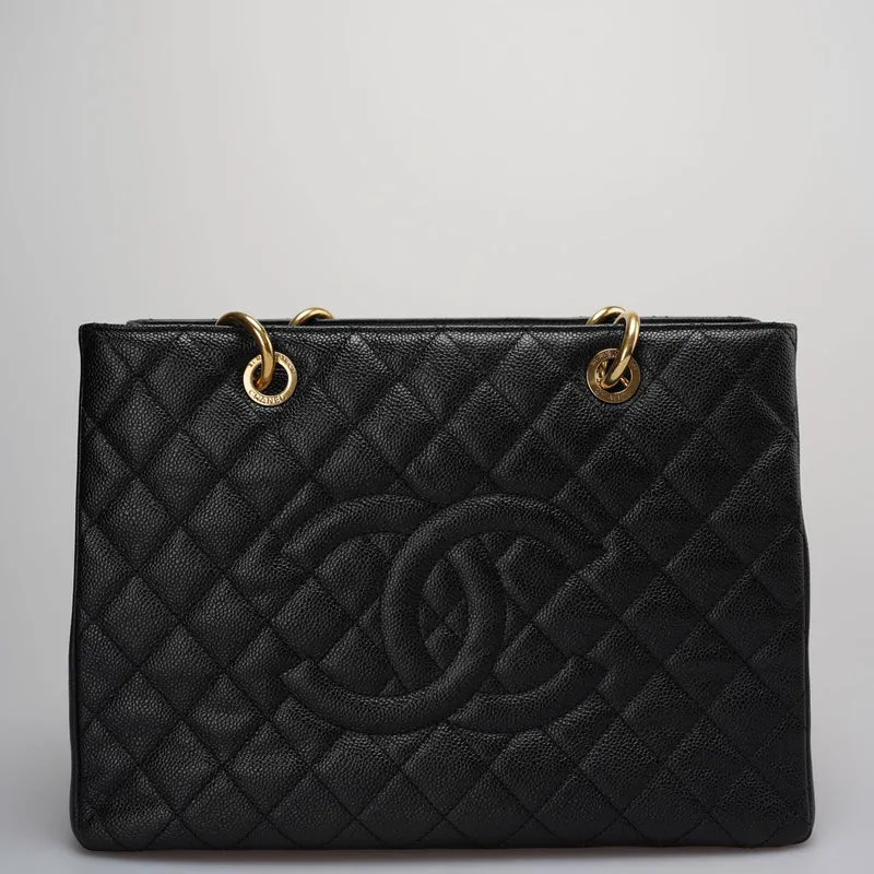 Chanel Medium Grand Shopping Tote Schwarze GST Tasche aus Kaviarleder mit Goldbeschlägen 2014