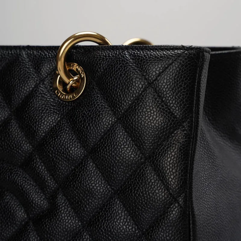 Chanel Medium Grand Shopping Tote Schwarze GST Tasche aus Kaviarleder mit Goldbeschlägen 2014