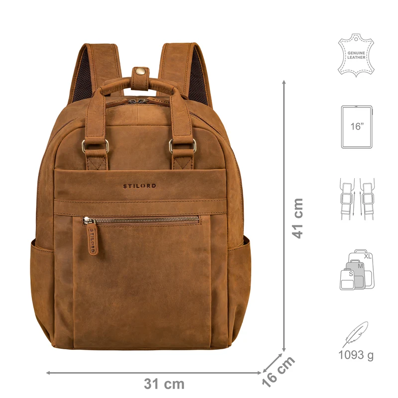 "Silva" Großer Business Rucksack Tasche Leder
