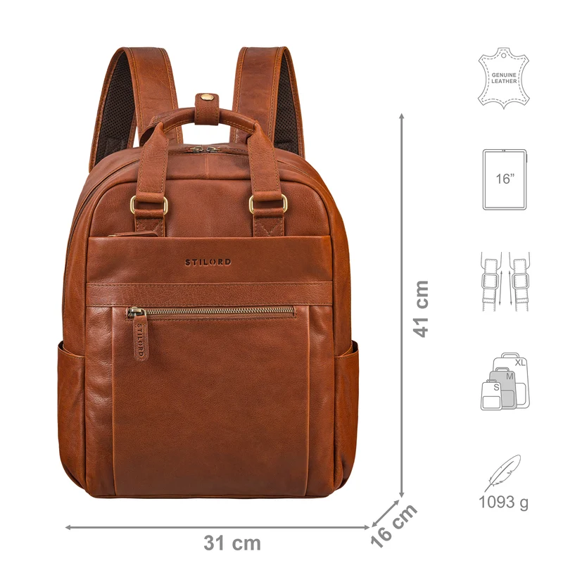 "Silva" Großer Business Rucksack Tasche Leder