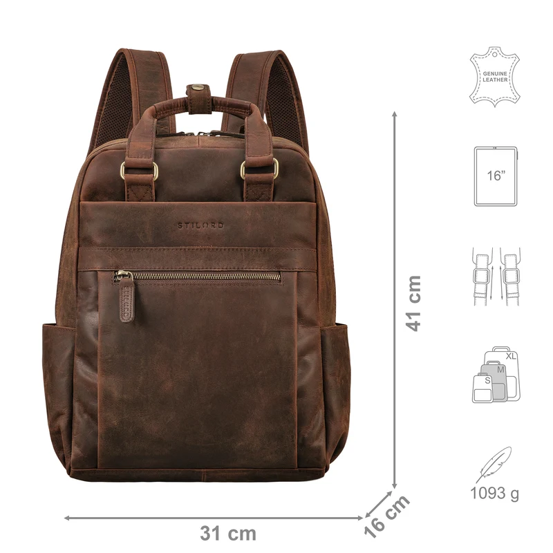 "Silva" Großer Business Rucksack Tasche Leder
