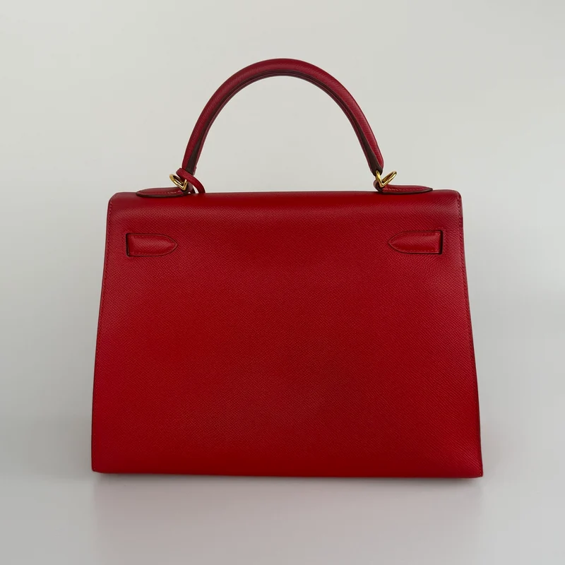 Hermes Kelly 32 Sellier Tasche Rouge Casaque Epsom Leder Gold Hardware