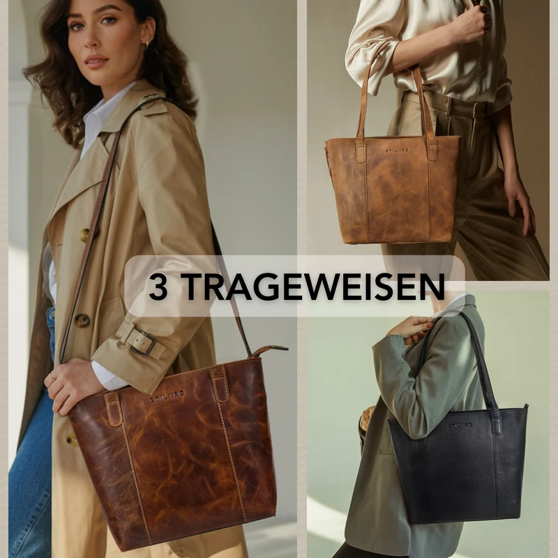 "Elodie" Elegante Handtasche Damen Mittelgroß Leder für Laptop bis 13 Zoll