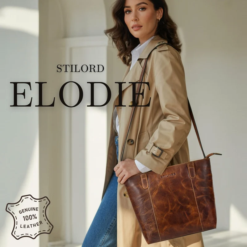 "Elodie" Elegante Handtasche Damen Mittelgroß Leder für Laptop bis 13 Zoll