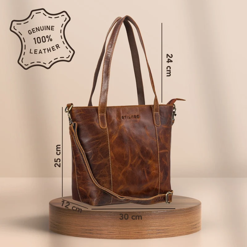 "Elodie" Elegante Handtasche Damen Mittelgroß Leder für Laptop bis 13 Zoll