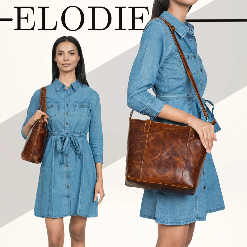 "Elodie" Elegante Handtasche Damen Mittelgroß Leder für Laptop bis 13 Zoll
