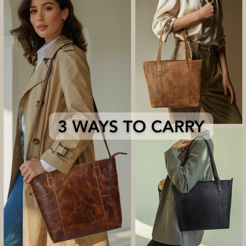 "Elodie" Elegante Handtasche Damen Mittelgroß Leder für Laptop bis 13 Zoll